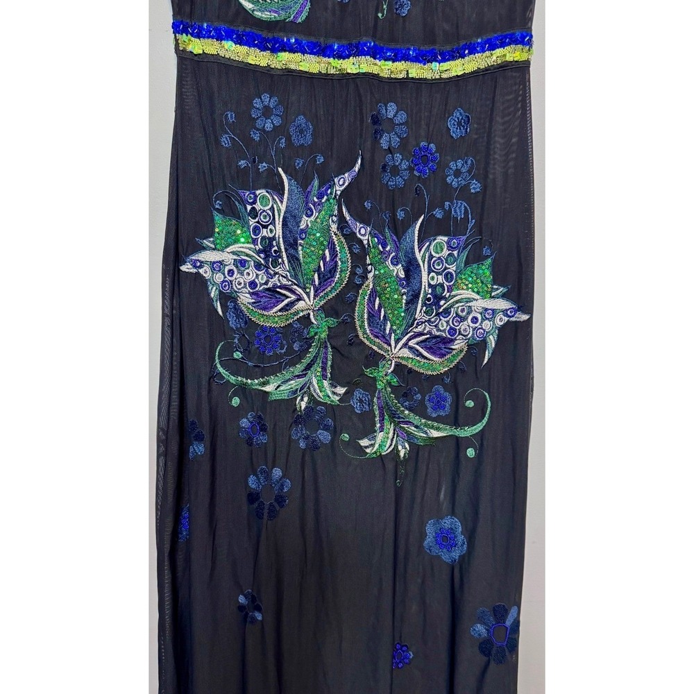 Cynthia Rowley Sirencore Celestial Midi Dress Womens 10 Beaded Embroidered Luxe - Picture 4 of 7